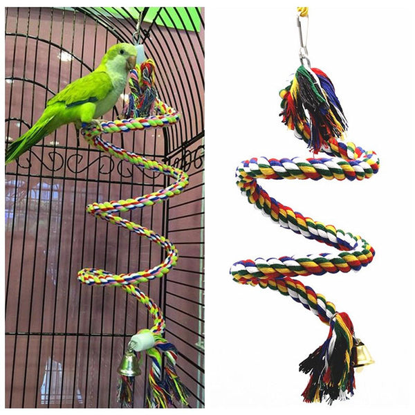 Parrot Rope Hanging Braided Budgie Chew Rope Perch Bird Cage Cockatiel Toy Pet Stand Training Accessories Conure Swing Supplies