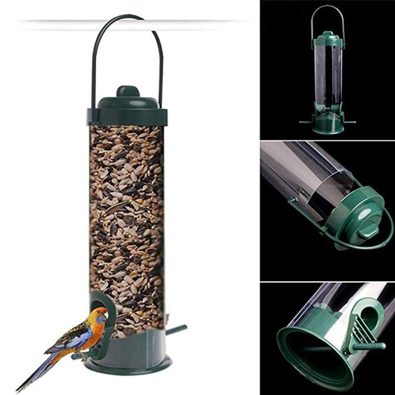 Hanging Outdoor Plastic Bucket Pet Bird Feeder Barrel Plastic Ink Green Plastic Accessories Outdoor Feeder