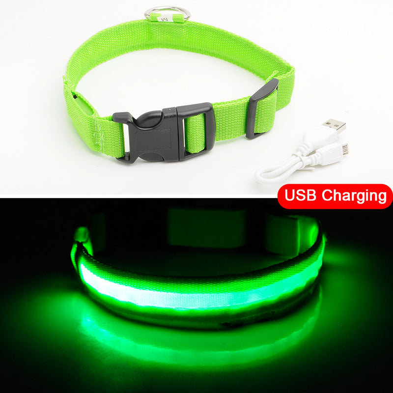 Glowing LED Dog Collar Anti-Lost Nylon Light Collar For Dogs Puppy at Night Cool Pug Dog Supplies Pet Products Accessories