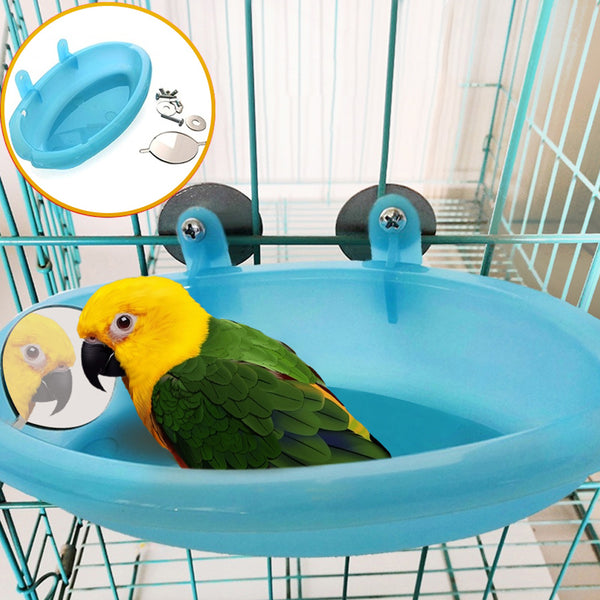 Parrot Bathtub With Mirror Pet Cage Accessories Bird Mirror Bath Shower Box Bird Cage Pet Small Bird Parrot Cage Bird Toys